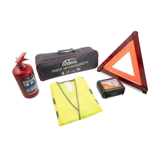 Автомобильный набор серый\оранжевый Basic ARBORI (аптечка, жилет, огнетушитель, знак)